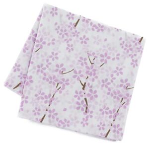 Handkerchief, Furoshiki (Hand-dyed Yuzen print) / Made in Japan, 19.7inch (50 cm), 100% Cotton, Washable, Japanese Reusable Bag, Bento wrap Cloth, Chief, Scarf, Bandana (Small SAKURA-White)