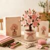 Handmade Cherry Blossom Tree Felt Sewing Kit, DIY Potted Flower Craft Set for Beginners