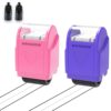 Handwriting Lines Stamp Roller Self-Inking Line Rolling Stamps Handwriting Practice Tool for Teachers Kids Kindergarten (Pink+Purple)