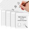 Handwriting Paper 8.5”x11” Narrow Ruled Spacing Raised Line Writing Paper Tactile Handwriting Paper Multi-Sensory Ruled Handwriting Tablet for 3rd Grade and Up (500)