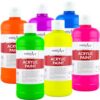 Handy Art Acrylic Paint, Set of 6 Neon Colors, 16 oz Bottles, Semi-Gloss