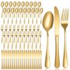 HANLANXUE 60 Piece Forks and Knives Set for 20, Stainless Steel Knife Fork Spoon Set for Home Wedding Restaurant Mirror Polished Flatware Dishwasher Safe for Home Wedding Restaurant(Gold)