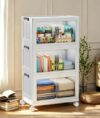 Hanyi 162 QT 3-Tier Stackable Storage Bins with Lids, Clear Doors, 4 Wheels