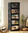 Hanyi 175 QT 5-Tier Storage Bins with Lids, Stackable Cabinet, Black