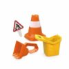 Hape Construction Sand Toy Set | Toy Set with Bucket, Shovel, Cone and Sign, for Children Ages 3+ Years