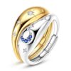 Hapour Chunky Wavy Dome Rings Two Tone Stackable Rings for Women Size 6