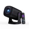HAPPRUN Portable Mini Projector with wifi and bluetooth - 200" large screen, Dolby Audio Speakers, streaming apps, Auto Keystone smart movie projector - 240° stand for outdoor & indoor theater,Purple