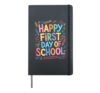 Happy First Day Of School Rainbow Doodles Hardcover Journal, Black