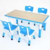 HAPPYMATY Kids Table and 4 Chairs Set, 47.2" x 23.6"Height Adjustable Toddler Activity Table for Ages 3-8