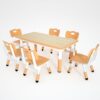 HAPPYMATY Kids Table and 6 Chairs Set, 47.2" x 23.6"Height Adjustable Toddler Activity Table for Ages 3-8