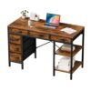 HAPPYMONT 47" Computer Desk with 6 Drawers,Storage Shelves