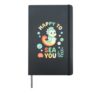 Happy To Sea You Cute Seahorse Ocean Back To School Pun Hardcover Journal, Black
