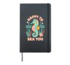Happy To Sea You Seahorse Ocean Marine Back To School Hardcover Journal, Black