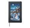 Happy Winter Snowman Snowy Night Village Hardcover Journal, Black