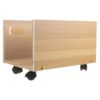 Happyyami Book Storage Box Beige Wooden with Wheels, under Desk Organizer