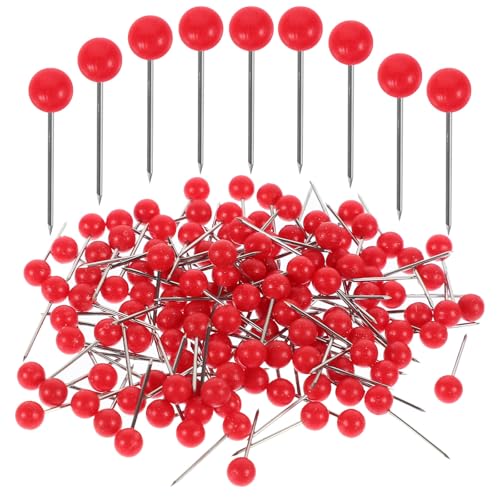 Happyyami Map Pins Round Ball Head Thumb Tacks 1000pcs 1000pcs Crimson with Stainless Steel and Plastic Material for Cork Board and Bulletin Board, for Travel Maps and Arts and Crafts