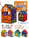hapray 6 Pcs Halloween House Crafts, Wooden Pumpkin Painting kit for Kids