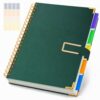 Hardcover Spiral Notebooks 8.5" X 11", 5 Subject Notebook College Ruled with Magnetic Closure, 360 Pages Note Taking Leather Journal with Dividers Tabs for Work School Cute Women Writing, Green
