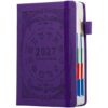 Hardcover Undated Planner, A5 Textured PU Portable Agenda Book, 2027 Constellation Creative Daily Planner for Time Management and Goal Tracking, Purple, Embossed Cover with Elastic Strap