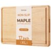 Hard Maple Wood Cutting Board for Kitchen Non Slip Feet Over Sink