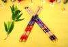 Hardwood Dandiya Sticks for Navratri, 37 cm Garba Raas Dance Sticks with Traditional Print, 22 mm, Red Blue and Multicolor, Set of 2 Pairs