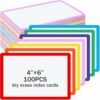 Harloon 100 Pcs Dry Erase Index Cards 4 x 6 Inch, Multicolored
