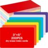 Harloon 200 Pcs Dry Erase Index Cards 3 x 5 Inch, Colorful