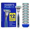 Harry's Plus Razor and Blade Value Pack, 1 Razor Handle (Tide), 9 Razor Blade Refill Cartridges- German Engineered- Up to 12 Months of Smooth Shaving (Pack of 10)