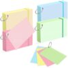 HAUTOCO Index Cards 3x5, 400 PCS Flash Cards with Ring, 4 Colors Note Cards