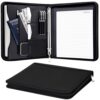 HAUTOCO PU Leather Padfolio 3 Ring Zipper Portfolio Binder, A4 Organizer