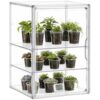 HBlife Mini Greenhouse for Indoor, 3-Tier Clear Stackable Green House with Magnetic Door & Adjustable Dividers, Tabletop Portable Greenhouse for Small Plants Nursery Germination and Display, 1 Pack