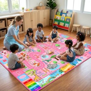 HBUFBUQ Kids Rugs for Playroom 4.5x6 Feet, Educational ABC Rug, Alphabet Number Animal Area Rug for Bedroom Nursery, Toddlers Boys Girls Non Slip Play Mat