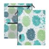 HCVHQX 3 Ring Binder Pencil Pouch with 3 Pockets, 2 Pack, Teal and Green Floral