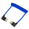 HDMI 2.1 Braided Coiled Cable, 8K@60Hz 48Gbps, Left to Right Angle, Blue