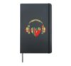 Headphones Heartbeat - Vintage Colorful Music Sound Lover Hardcover Journal, Black
