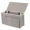HEALEEP Bedside Hanging Caddy with 4 Pockets Cotton Linen Storage Organizer