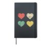 Hearts Pattern Valentines Day Cute Love V-Day Pajama Hardcover Journal, Black