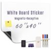 HeatPomelo Large Magnetic Dry Erase Whiteboard Paper 60" x 40" Adhesive White Board for Wall Peel and Stick Whiteboard Contact Paper for Conference Room Office Home