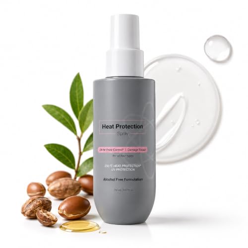 Heat Protection Spray Serum for Hair, 230°C / 450°F Heat Protection, Up to 24H Frizz Control, Vitamin E, Pea Protein & Vegan Keratin, Anti-Frizz Styling Spray, Alcohol-Free, Paraben-Free,150 mL