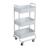 Heavy-Duty 3-Tier Rolling Cart, Sturdy Metal Utility Cart with Smooth-Roll Wheels, Space-Saving Storage for Home Office, Pantry, or Workshop，Arctic White