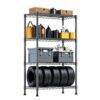 Heavy-Duty 4-Tier Shelving Unit, 1000 lb, Black Steel, 23.6"W x 53.4"H