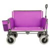Heavy-Duty Folding Wagon Cart with Bench Seat, 500 lb Capacity, Purple