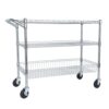 Heavy-Duty Service Trolley 3-Tier Rolling Utility Cart – Chrome Storage Carts, 36" L x18 W x 32" H Mobile Service Cart for Kitchen, Restaurant, Plant Display, Mobile Display Cart for Plants