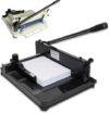 Heavy Duty 12 Inch Guillotine Paper Cutter, Manual Industrial Trimmer with Safety Lock, Auto Clamp for Cardstock, Leather, PVC, Fabric Cutting
