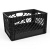 Heavy Duty 24QT Black Plastic Milk Crate Stackable Storage Organizer Bin