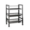 Heavy‑Duty 3‑Tier Rolling Kitchen Cart, Metal Storage Organizer Rack with 2 Detachable Mesh Baskets, Multi‑Purpose for Kitchen, Pantry, Garage and Laundry Room