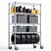 Heavy Duty 5‑Tier Adjustable Steel Wire Storage Shelving Unit, 1750 Lbs Capacity Metal Rack Organizer, 17.7"D x 47.2"W x 72.3"H, for Garage, Basement, Pantry, Kitchen & Laundry Room，Chrome+with wheels
