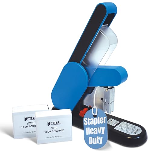 Heavy Duty Modern Stapler, Effortless Lever, 190 Sheet Capacity, 2,000 Heavy Duty Staples Included, Desk Stapler, Large Commercial Office Stapler, by Better Office Products