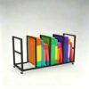Heavy‑Duty Rolling Cardboard Box Organizer Cart, Metal Upright Cardboard Recycling Storage Rack with Dividers & Wheels for Warehouse Garage Shipping Workshop