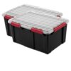 Heavy‑Duty Waterproof Plastic Storage Tote,20 Gallon Airtight Storage Bin with Gasket Seal Lid,2‑Pack,Black,for Garage Basement Indoor Outdoor Use